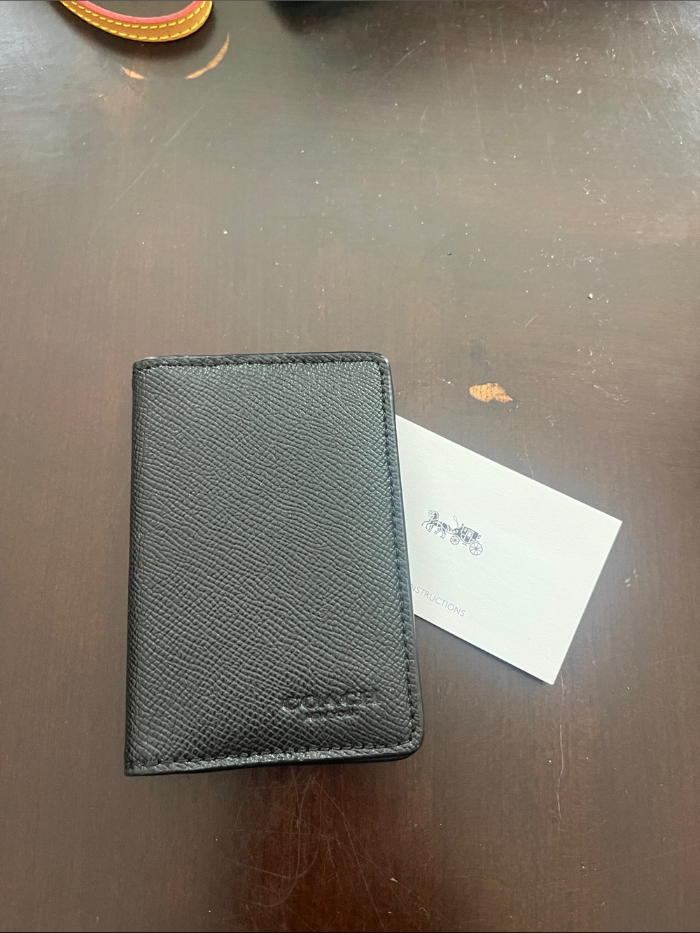 Coach Black Textured Leather Card Holder